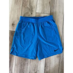 Nike Dri-FIT Sky Blue Athletic Shorts Mens L Running Quick Dry Zipper Pockets